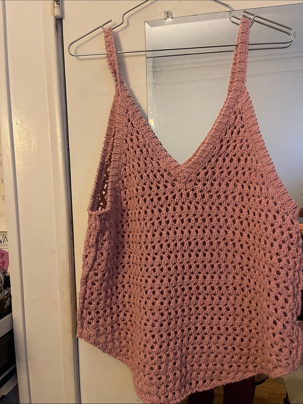Free People Beach Dusty Rose Crochet V-Neck Tank